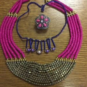 Pink and Blue Jewelry Set (3 piece)